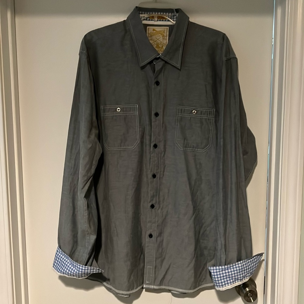 Sovereign Code Button Down Shirt Blue Gray Size 2XL